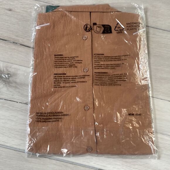 Only & Sons revere seersucker shirt in brown Size S in Brown NWT and in packagin - Picture 8 of 8